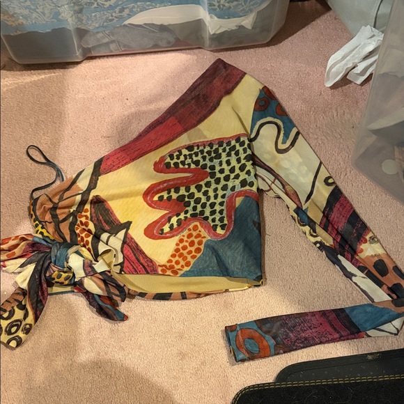 Alexis Tops - Alexis Vibrant Abstract Wrap Top